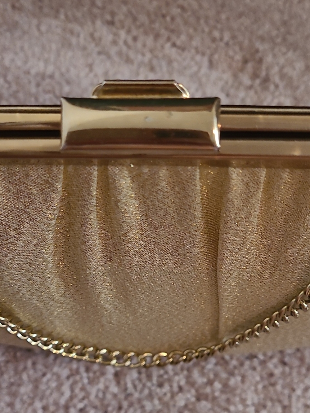 Elegant Vintage Gold Evening Clutch with Chain Strap By Ande - Picture 3 of 5